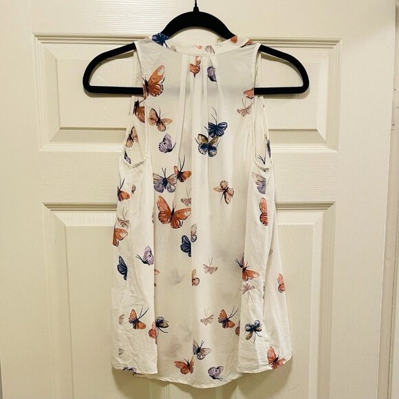 JOIE White 100% Silk Butterfly Sleeveless Top Sz XS - Picture 5 of 5